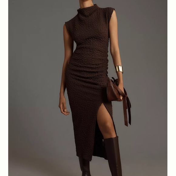 COPY - Anthropologie Dress-The Maya Ruched Cowl-Neck Dress: Textured Edition - Picture 3 of 4